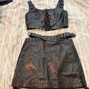 Faux Leather Two Piece Set